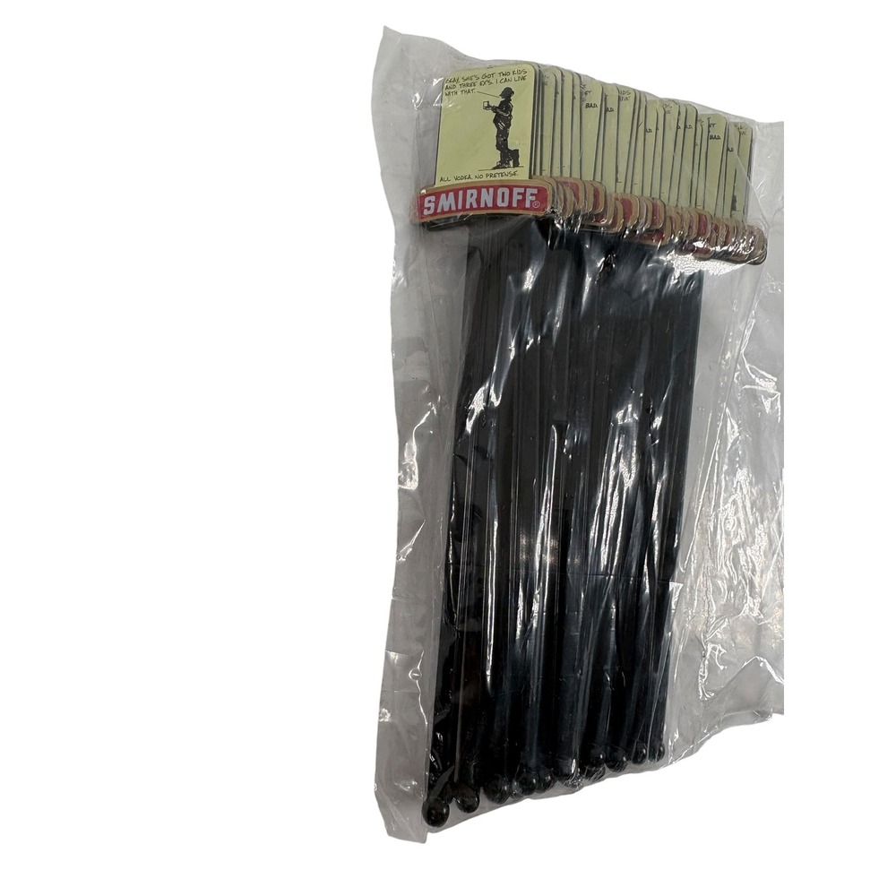 Smirnoff Swizzle Sticks Unisex OS Black New Vintage Barware Drink Stirrers Bulk